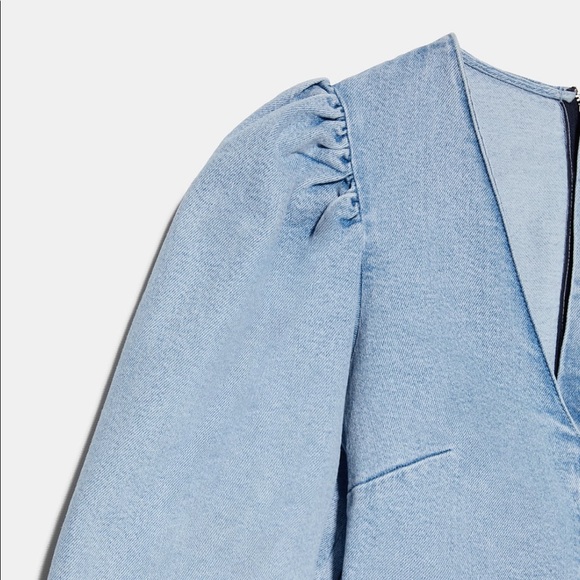 ZARA BNWT Denim Dress with Balloon Sleeves - Picture 11 of 11